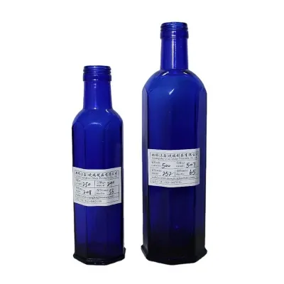 Blue glass olive oil bottles (250ml / 500ml)