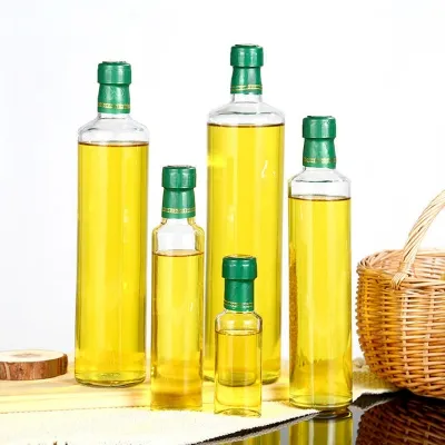 Clear round glass olive oil bottles (100ml / 250ml / 500ml / 750ml / 1000ml)