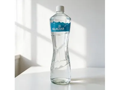 Custom 1,000 ml glass bottles for a mineral water supplier in Cape Verde