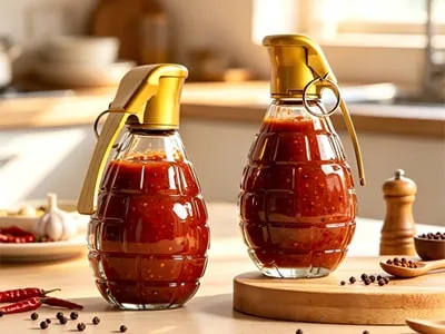 Custom hot sauce glass bottles for a French brand