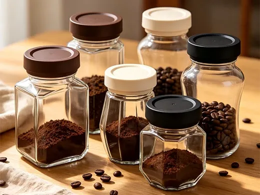 Glass coffee jars for an Armenian premium coffee brand